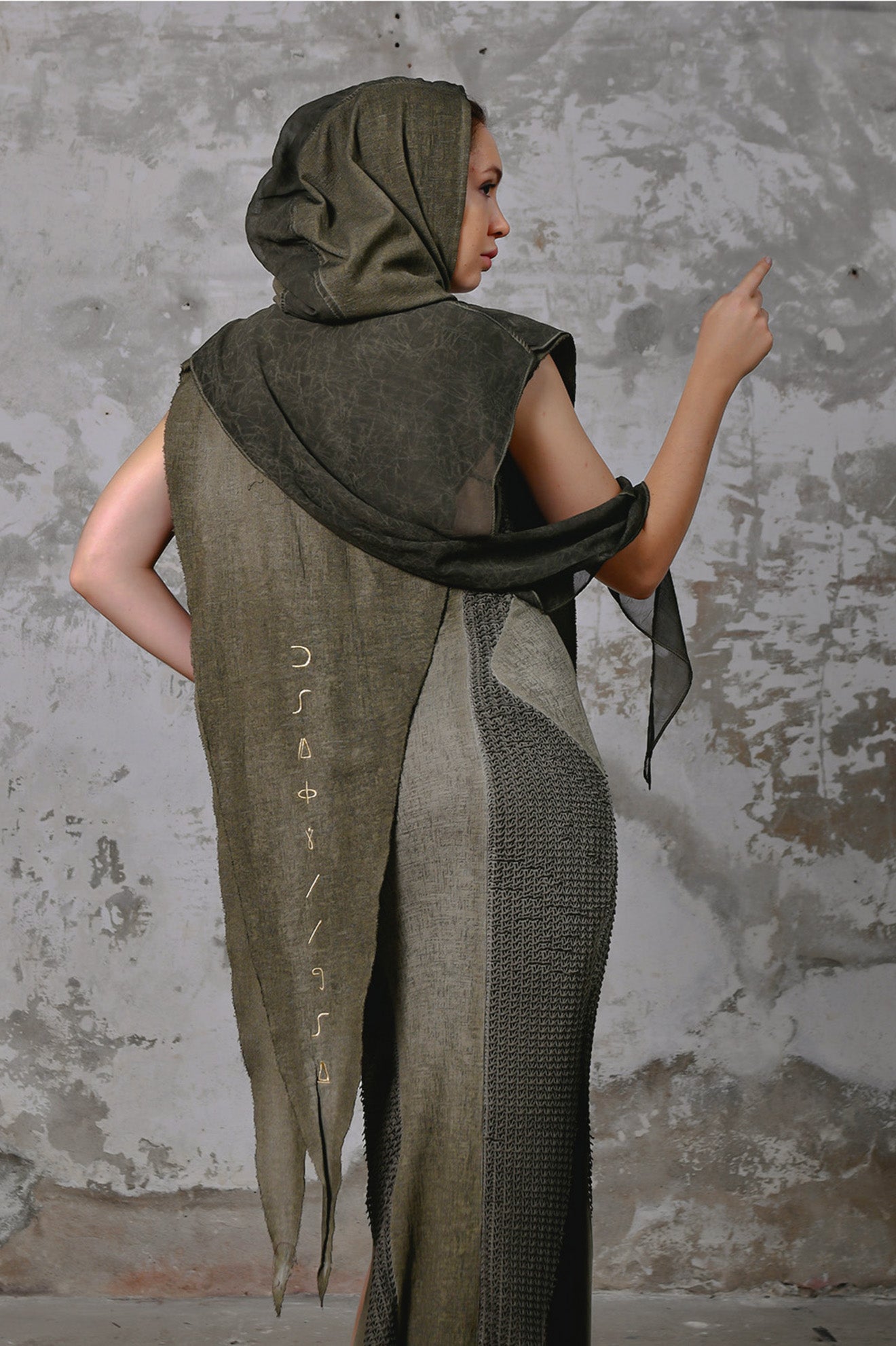 Green Bohemian hooded shawl, unisex Jedi-inspired hooded shawl with mystical embroidery, spiritual hooded shawl for Star Wars cosplay and everyday wear, handcrafted shawl with boho-chic details and protective hood, breathable and comfortable shawl hood for outdoor adventures, unique and meaningful embroidered shawl for spiritual seekers, vibrant shawl hood, Jedi-inspired shawl for cosmic warriors, celestial-inspired shawl hood with intricate star embroidery, burning man outfit