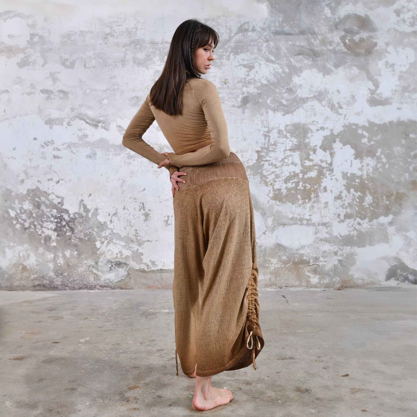 brown desert sand Yoga Boho Pants, Handmade bohemian clothing for women Unique clothing designs with ethnic and tribal influences Sustainable and eco-friendly clothing options Artisanal clothing with intricate embroidery and embellishments Colorful and vibrant clothing for free-spirited women Boho-chic apparel with a relaxed and comfortable fit, burning man women