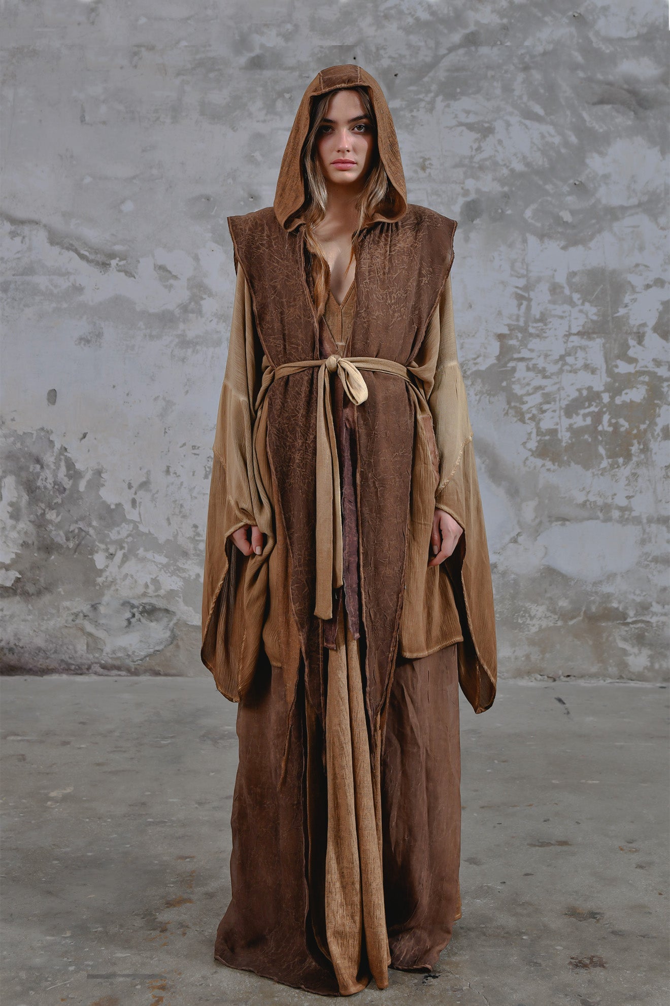 Desert Bohemian hooded shawl, unisex Jedi-inspired hooded shawl with mystical embroidery, spiritual hooded shawl for Star Wars cosplay and everyday wear, handcrafted shawl with boho-chic details and protective hood, breathable and comfortable shawl hood for outdoor adventures, unique and meaningful embroidered shawl for spiritual seekers, vibrant shawl hood, Jedi-inspired shawl for cosmic warriors, celestial-inspired shawl hood with intricate star embroidery, burning man outfit