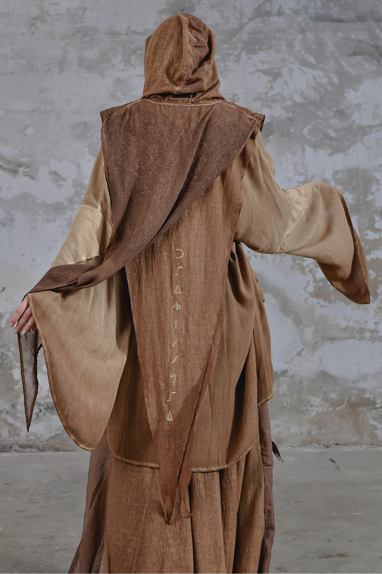 Desert Bohemian hooded shawl, unisex Jedi-inspired hooded shawl with mystical embroidery, spiritual hooded shawl for Star Wars cosplay and everyday wear, handcrafted shawl with boho-chic details and protective hood, breathable and comfortable shawl hood for outdoor adventures, unique and meaningful embroidered shawl for spiritual seekers, vibrant shawl hood, Jedi-inspired shawl for cosmic warriors, celestial-inspired shawl hood with intricate star embroidery, burning man outfit