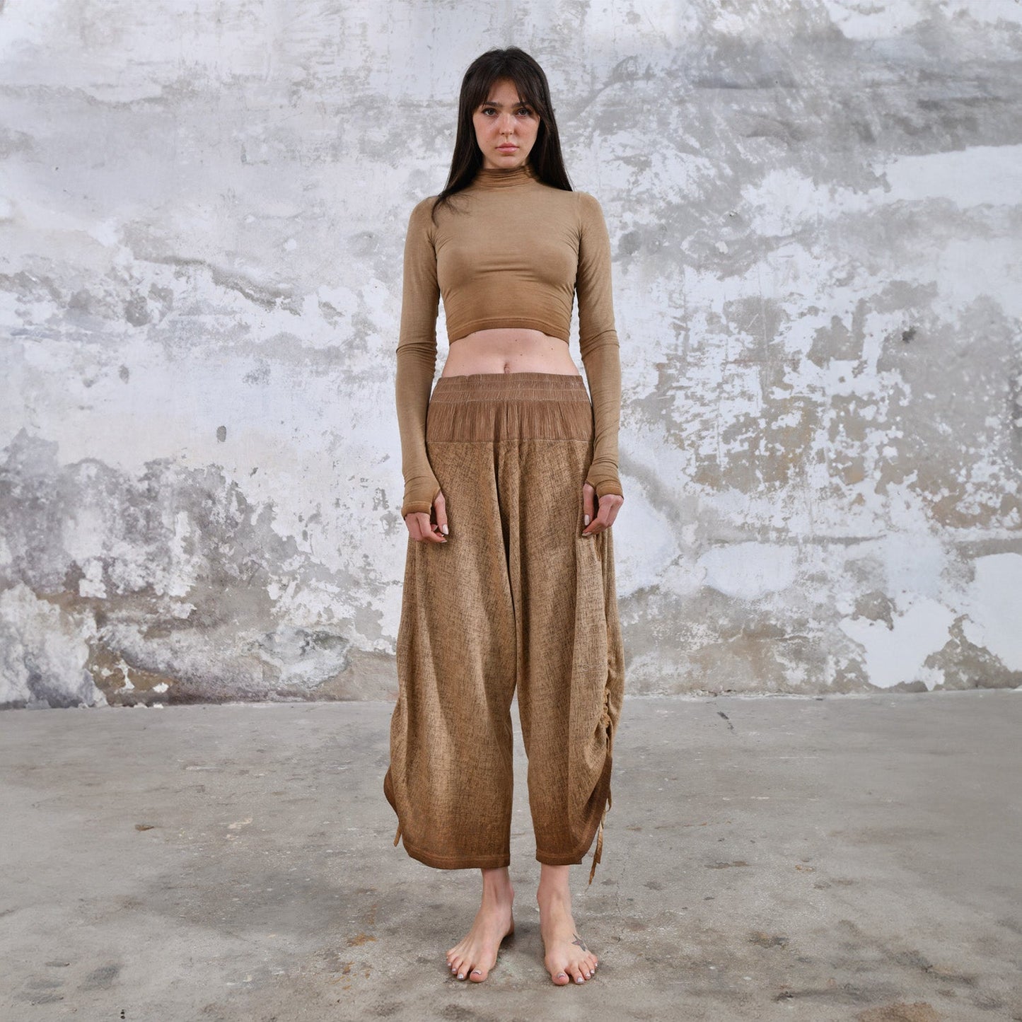 brown desert sand Yoga Boho Pants, Handmade bohemian clothing for women Unique clothing designs with ethnic and tribal influences Sustainable and eco-friendly clothing options Artisanal clothing with intricate embroidery and embellishments Colorful and vibrant clothing for free-spirited women Boho-chic apparel with a relaxed and comfortable fit, burning man women