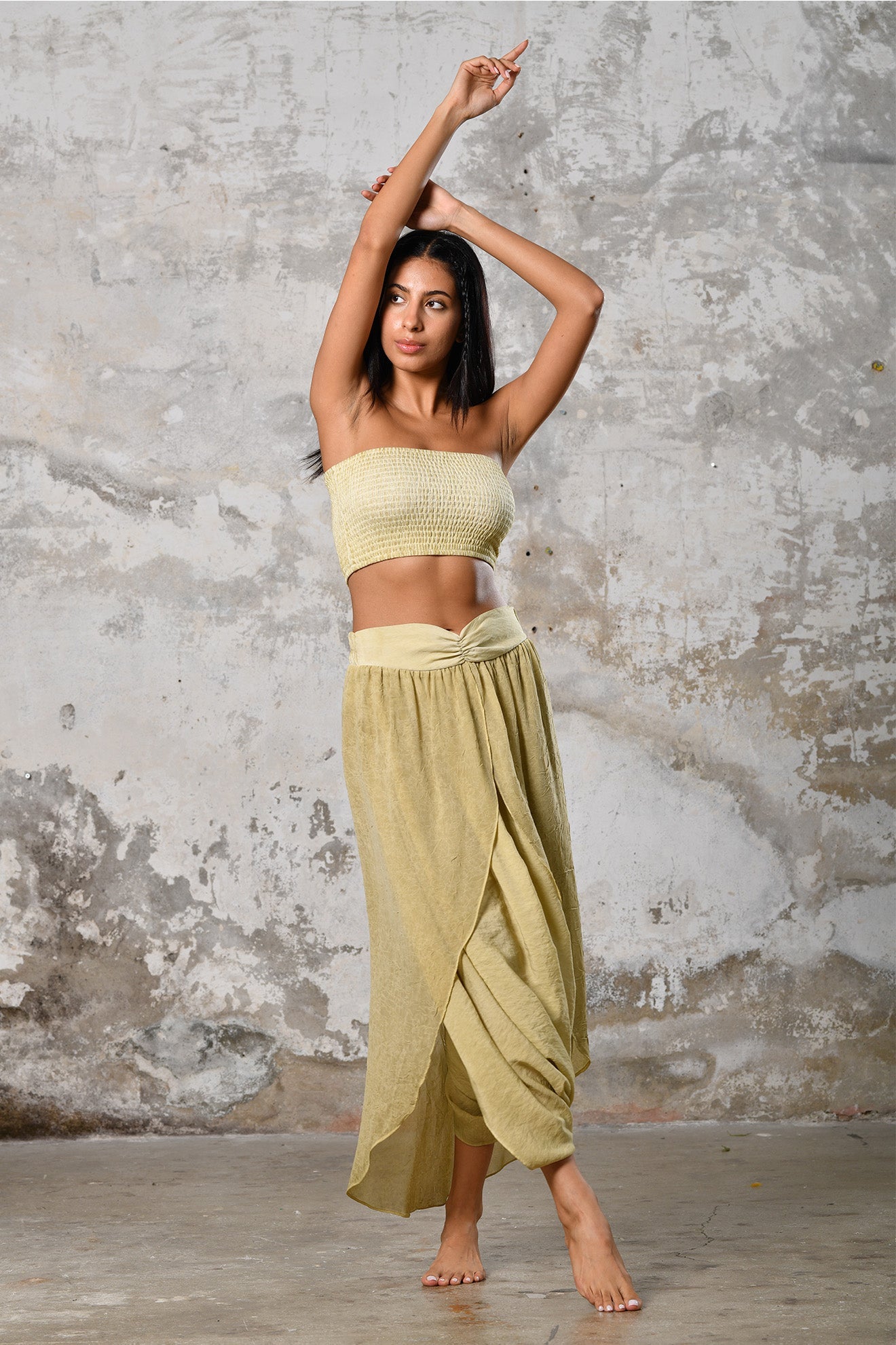 Step into timeless boho chic with our Powder Lemon Boho high split skirt trousers. Crafted from organic materials, this sexy summer boho yoga pants , eco-conscious fashion for the modern goddess.